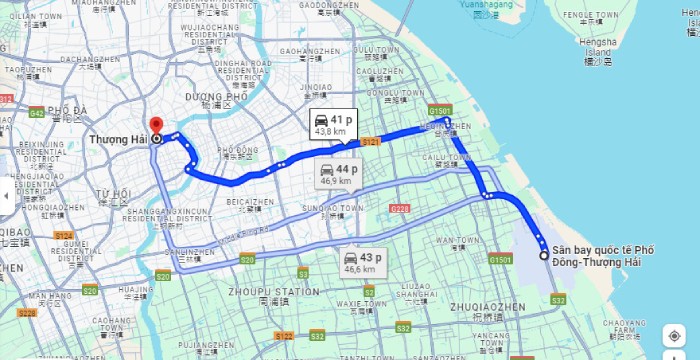 Di chuyển từ sân bay Phố Đông về trung tâm Thượng Hải chỉ mất khoảng 60 phút