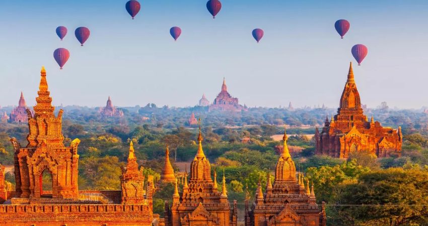 Đi tour hàng không Myanmar ngắm bình minh tuyệt đẹp trên khinh khí cầu tại Bagan