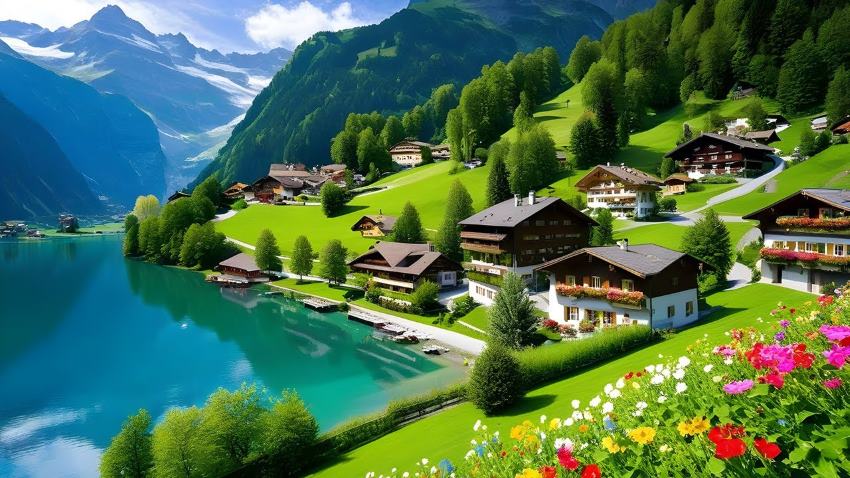 Cảnh đẹp như tranh ở thị trấn Grindelwald