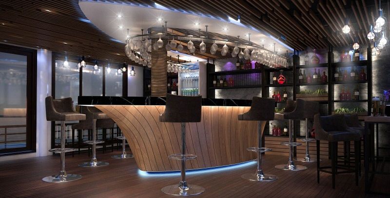 Khu vực quầy bar trên du thuyền alisa