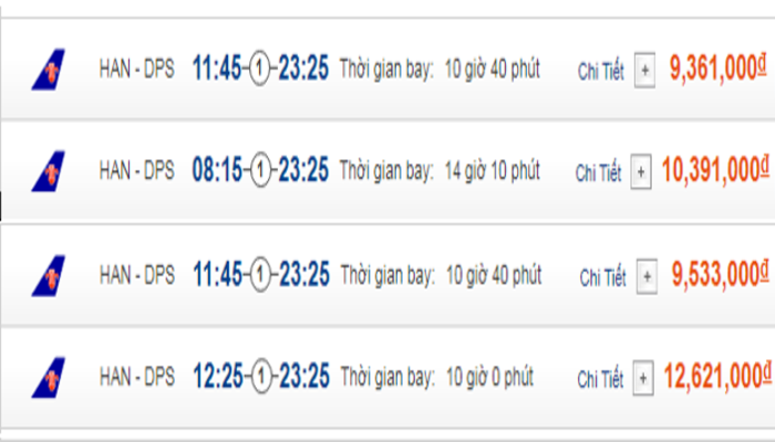 Cập nhật giá vé máy bay đến Bali từ Hà Nội hạng phổ thông China Southern Airlines