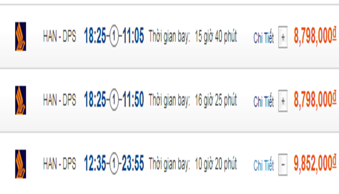 Cập nhật giá vé máy bay đến Bali từ Hà Nội hạng phổ thông Singapore Airlines mới nhất