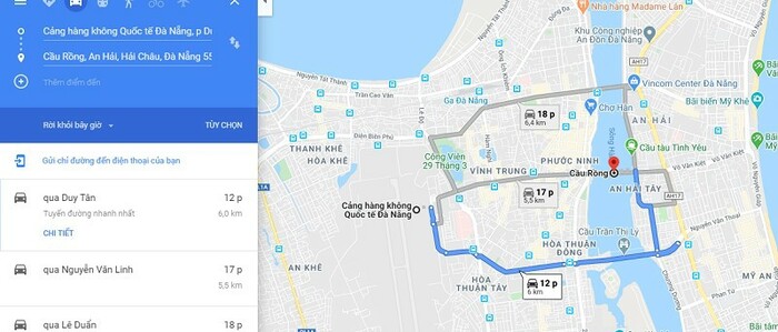 di chuyển từ sân bay Đà Nẵng về trung tâm thành phố