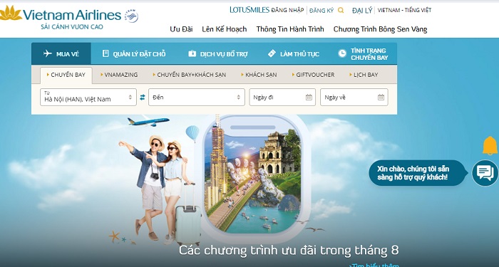 giá vé máy bay vietnam airlines