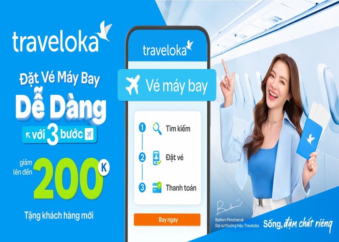 đặt vé qua app đặt vé máy bay uy tín Traveloka