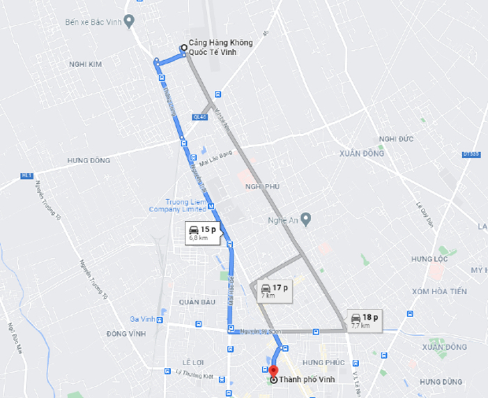 Thời gian di chuyển từ sân bay Vinh về trung tâm chỉ mất tầm 15 – 20 phút