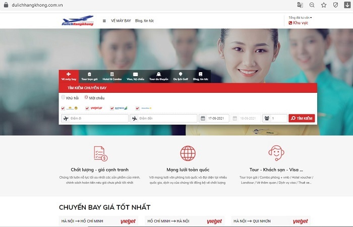  trang web bán vé máy bay online: Không chỉ có cách dịch vụ đặt mua vé mà website này còn cung cấp những thông tin, các vấn đề xoay xung quanh các thương hiệu hàng không nổi tiếng tại Việt Nam và trên thế giới. 