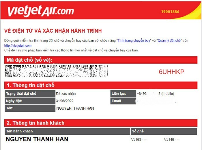 đổi tên vé máy bay Vietjet Air 