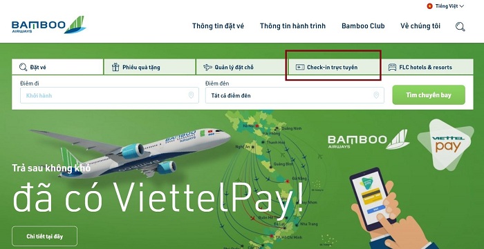 Hướng dẫn thực hiện check in online Bamboo Airways