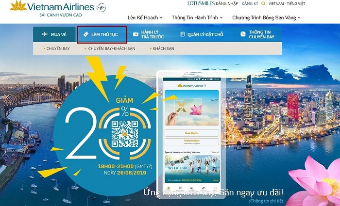 Hướng dẫn thực hiện check in online Vietnam Airlines