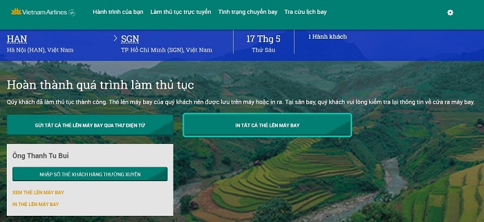 Hướng dẫn thực hiện check in online Vietnam Airlines