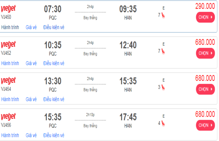 Vé máy bay Phú Quốc đi Hà Nội của hãng Vietjet Air có giá hấp dẫn