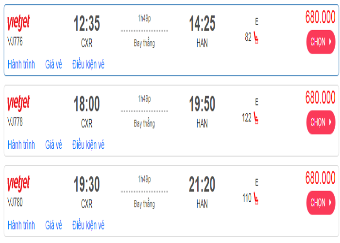 Vietjet Air áp dụng mức giá khá rẻ cho vé máy bay Nha Trang đi Hà Nội