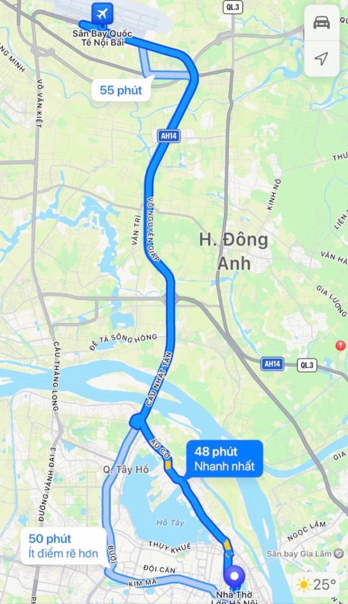 Hướng dẫn di chuyển từ sân bay Nội Bài về Nhà thờ lớn 