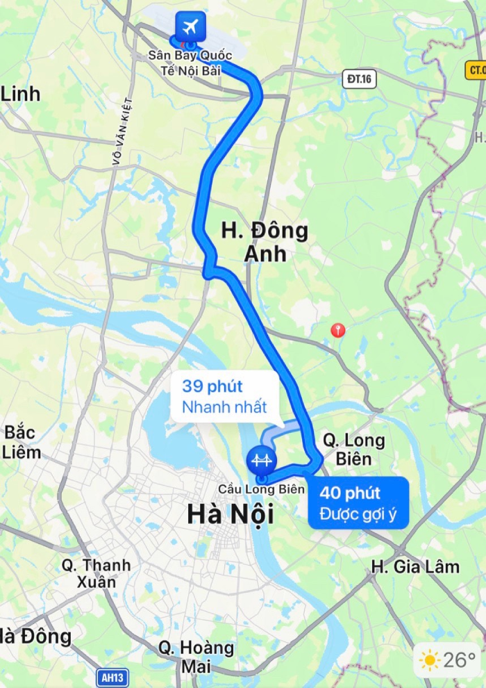 Hướng dẫn di chuyển từ sân bay Nội Bài về Cầu Long Biên 