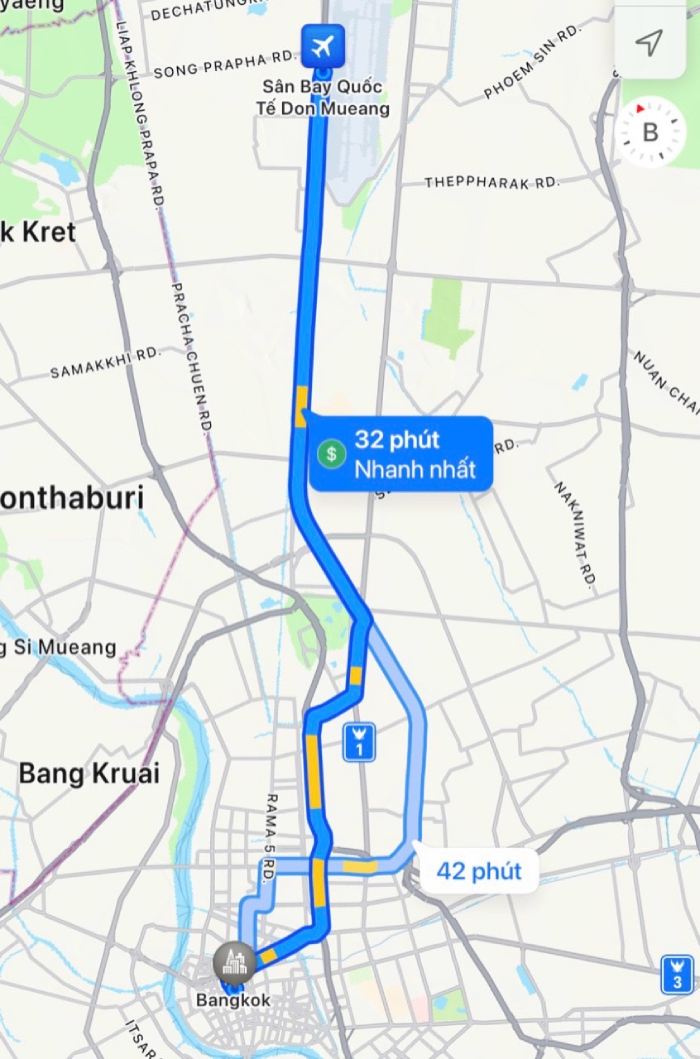 Hướng dẫn di chuyển từ sân bay Don Muang về trung tâm Bangkok