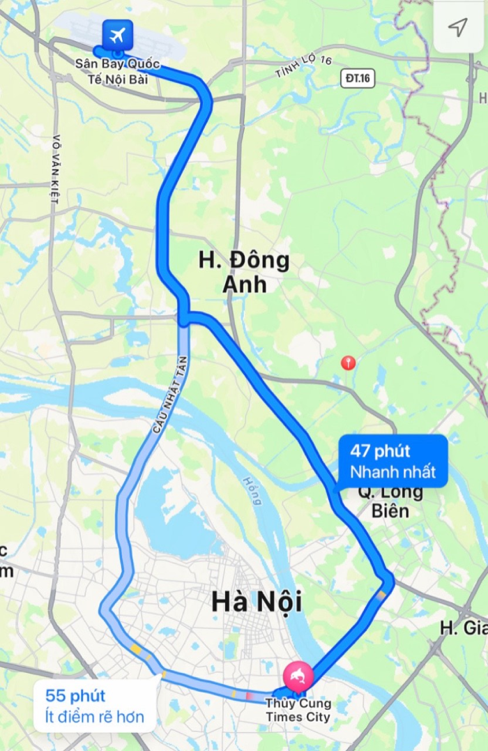 Hướng dẫn di chuyển từ sân bay Nội Bài về Thủy cung Times City 