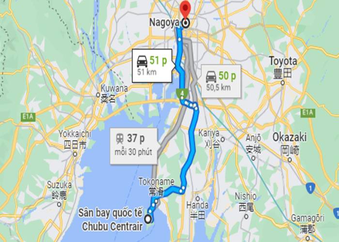 Hướng dẫn di chuyển từ sân bay Chubu về trung tâm Nagoya Nhật Bản