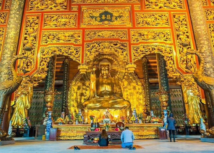 Chùa Bái Đính - Điện Pháp Chủ mang đậm nét truyền thống của nghệ thuật Phật giáo