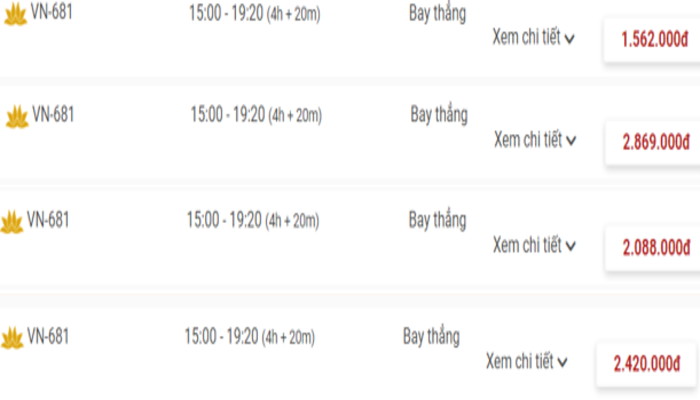 Cập nhật giá vé máy bay đến Kuala Lumpur từ Hà Nội hạng phổ thông Vietnam Airlines